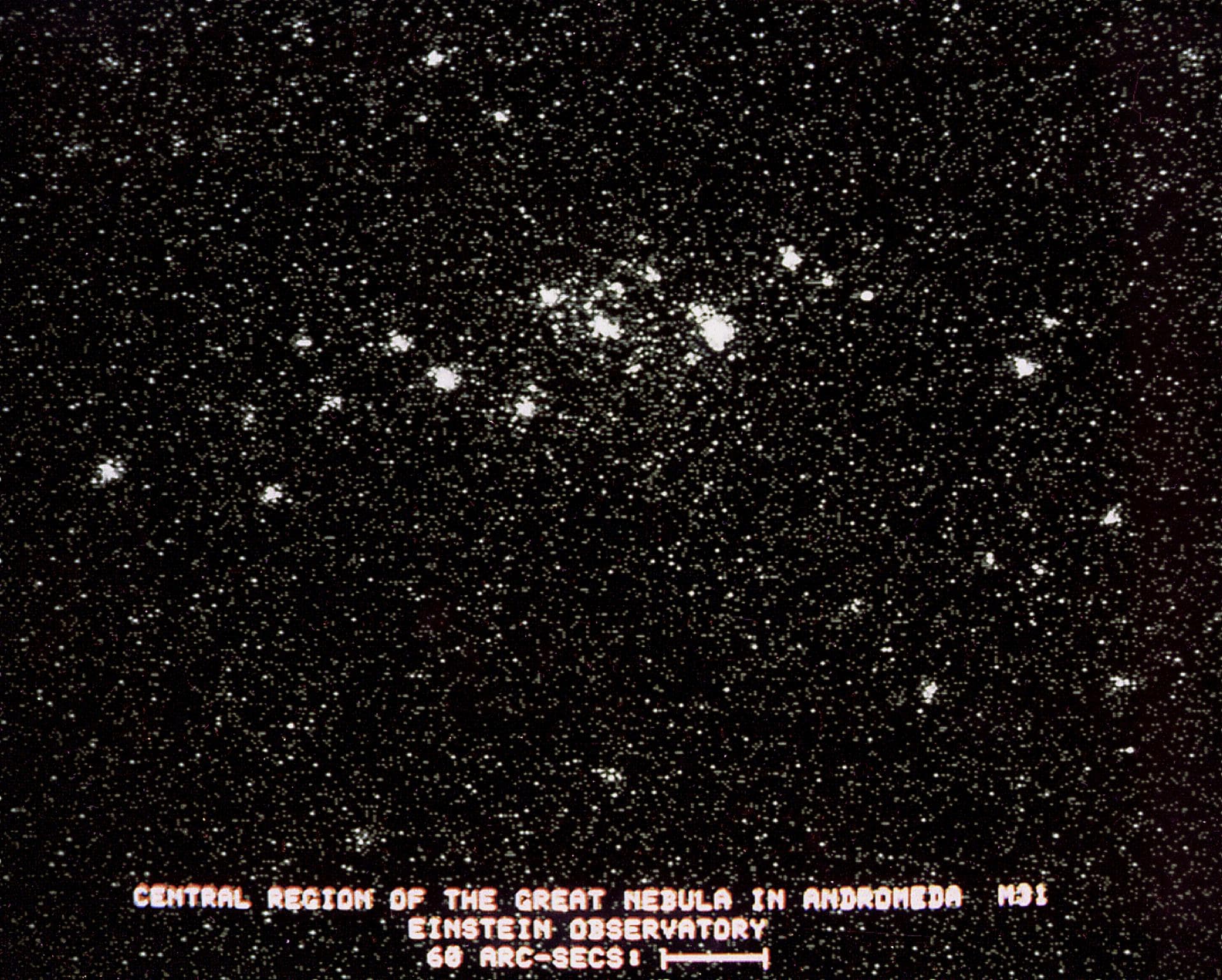 Both of the High Energy Astronomy Observatory (HEAO) 2/Einstein Observatory imaging devices were used to observe the Great Nebula in Andromeda, M31. This image is a wide field x-ray view of the center