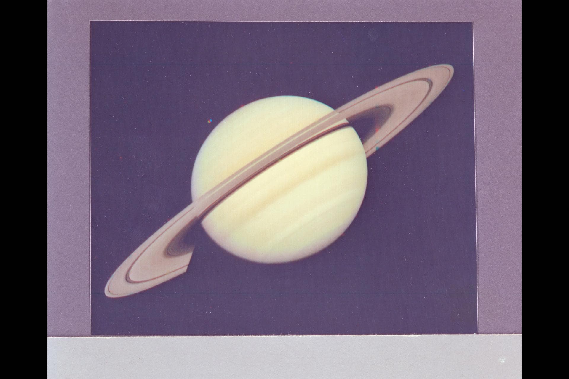 Range :  34 million km. ( 21.1 million miles) P-22993C This Voyager 1 photograph of Saturn was taken on the last day it could be captured within a single narrow angle camera frame as the spacecraft ne