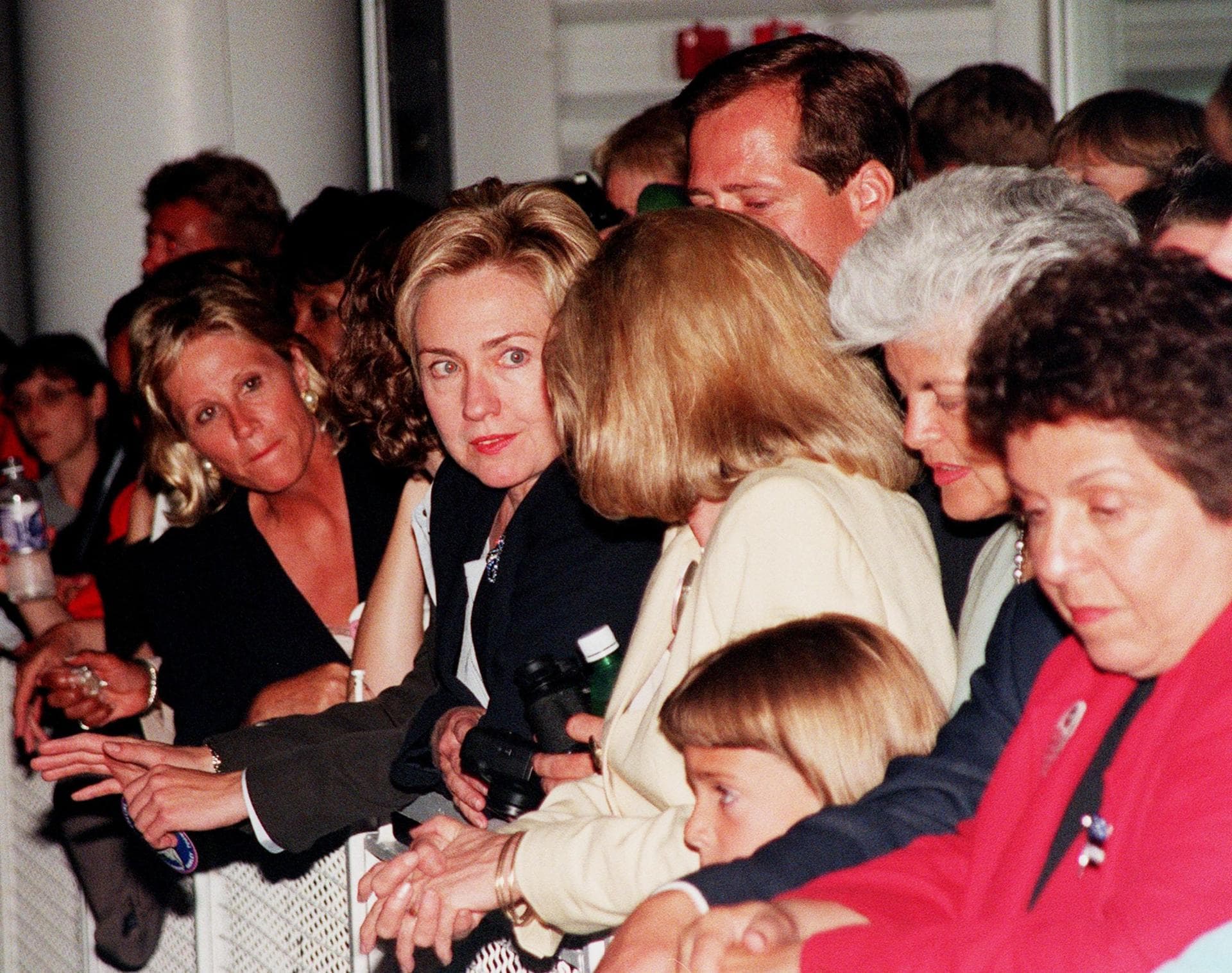 Among those gathered at the VIP viewing site for the launch of STS-93 are First Lady Hillary Rodham Clinton (center) and Donna Shalala, secretary , Department of Health and Human Services (far right).