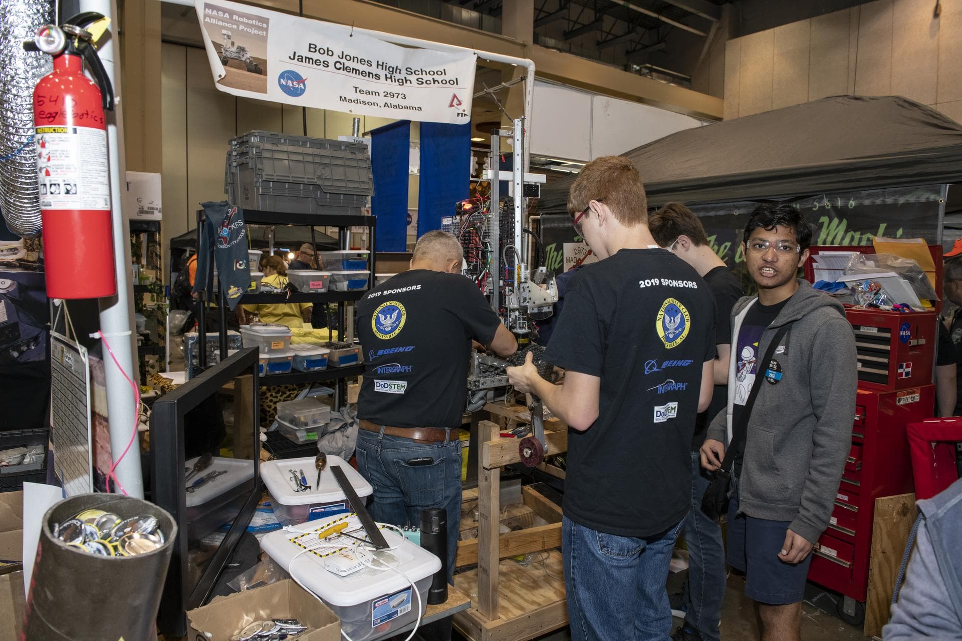 The 2019 First Robotics Competition was held in Huntsville, Alabama on March 15 and 16 in the Von Braun Center. 55 teams from 12 states and Brazil competed in “Destination Deep Space” games. The First