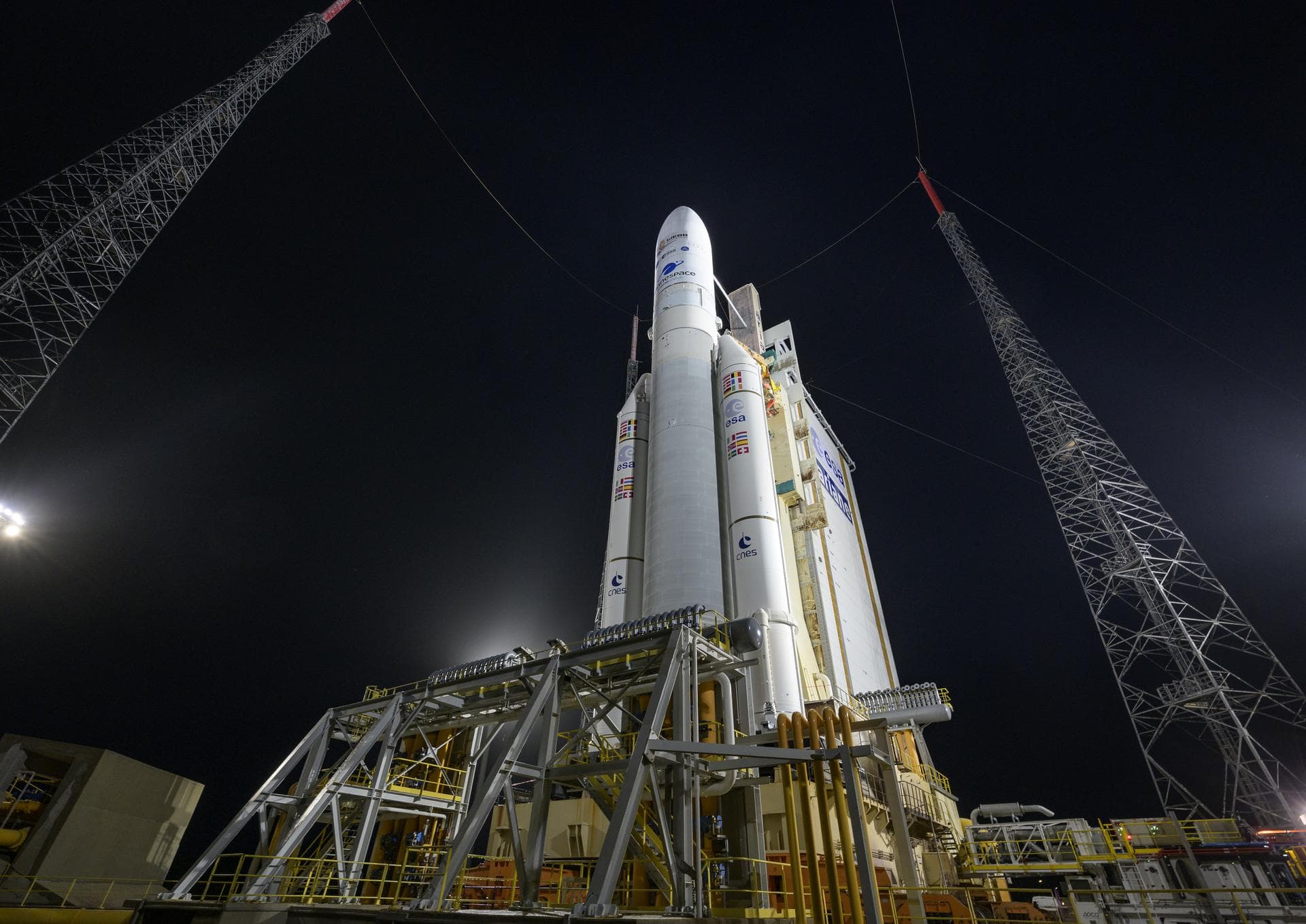 Arianespace's Ariane 5 rocket with NASA’s James Webb Space Telescope onboard, is seen at the launch pad, Thursday, Dec. 23, 2021, at Europe’s Spaceport, the Guiana Space Center in Kourou, French Guian