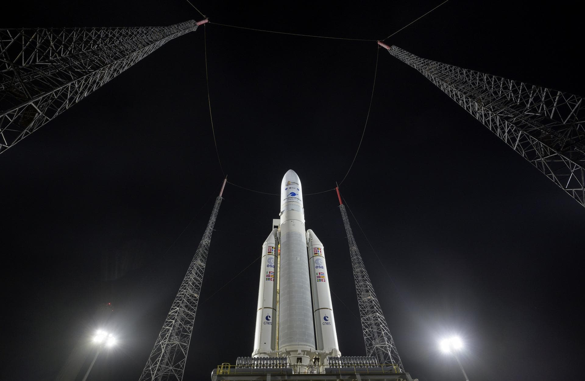 Arianespace's Ariane 5 rocket with NASA’s James Webb Space Telescope onboard, is seen at the launch pad, Thursday, Dec. 23, 2021, at Europe’s Spaceport, the Guiana Space Center in Kourou, French Guian