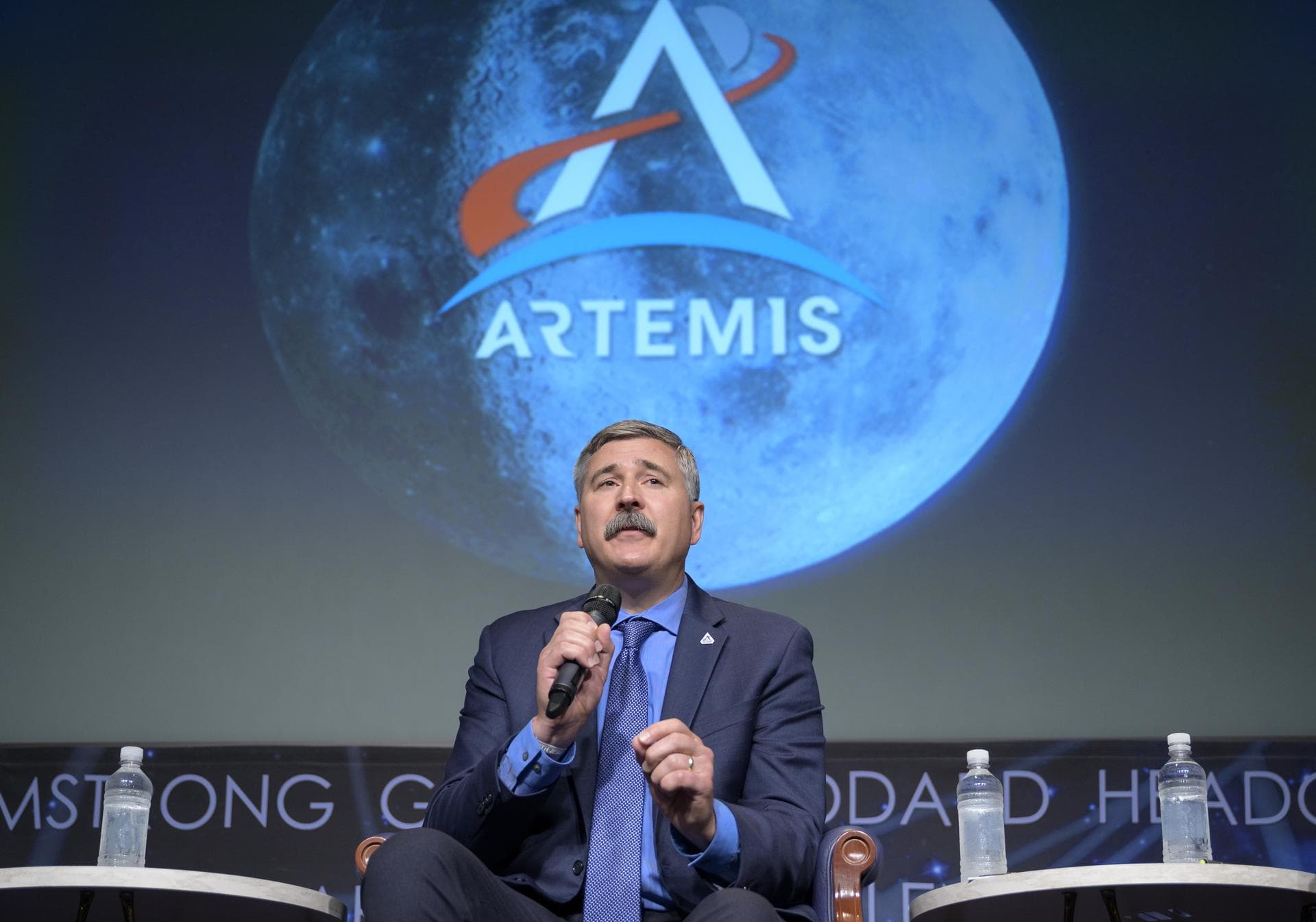 Mike Sarafin, Artemis I mission manager at NASA Headquarters speaks during a NASA briefing on the Artemis I Moon mission, Wednesday, Aug. 3, 2022, at the Mary W. Jackson NASA Headquarters building in 