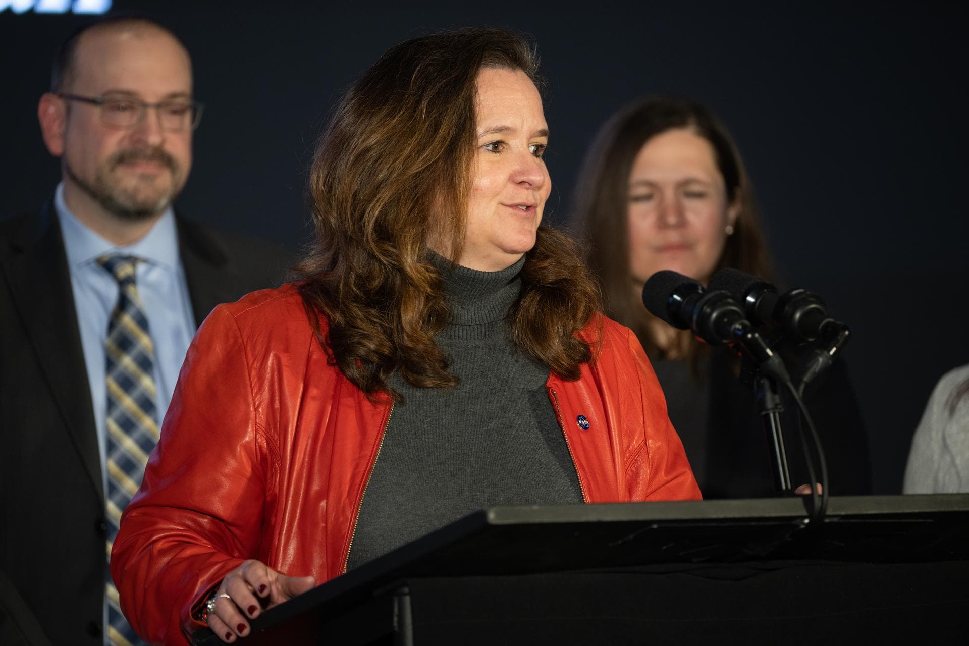 Karen St. Germain, director of the Earth Science Division of NASA’s Science Mission Directorate, answers a question during a briefing on NASA’s TEMPO (Tropospheric Emissions: Monitoring of Pollution) 