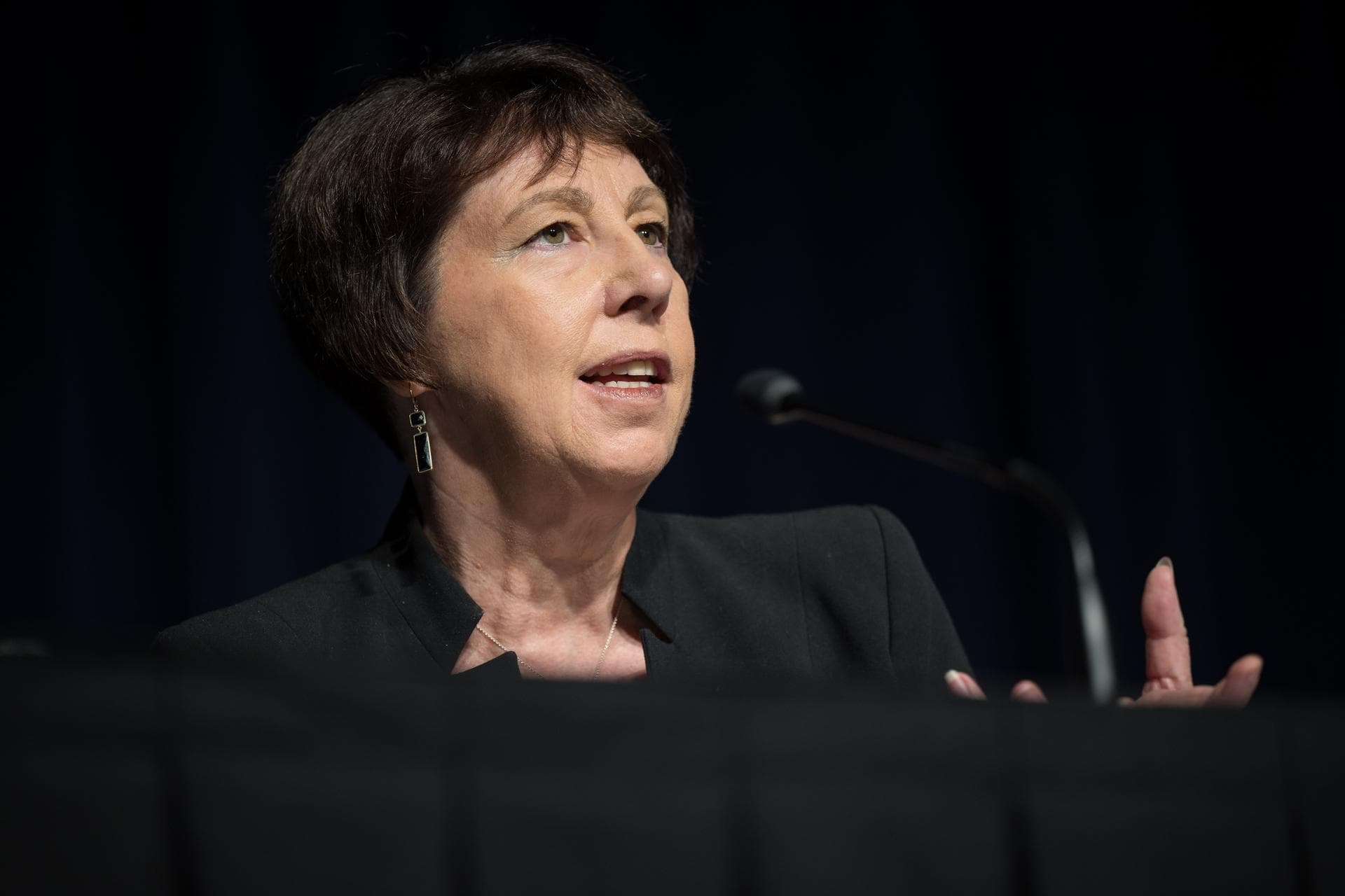 Nicola Fox, associate administrator for NASA's Science Mission Directorate, answers a question during a media briefing to discuss the findings from an unidentified anomalous phenomena (UAP) independen