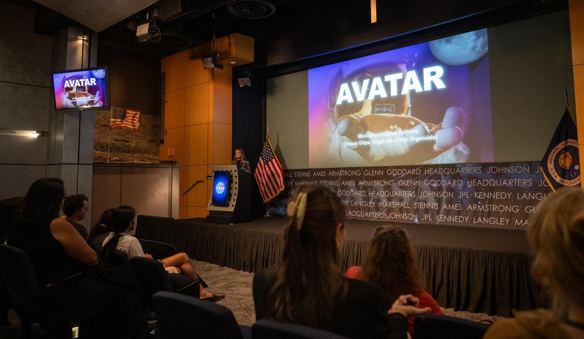 Dr. Lisa Carnell, director of NASA’s Biological and Physical Sciences Division, is seen during a Frontiers Forum talk titled “Revolutionizing Medicine – In Space,” Wednesday, Sept. 16, 2026, at the Ma