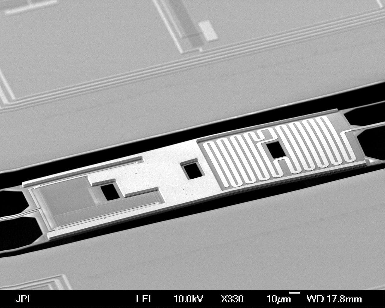 This image shows one of the NASA detectors from the BICEP2 project, developed in collaboration with the NSF. The sensors were used to make the first detection of gravitational waves in the ancient bac