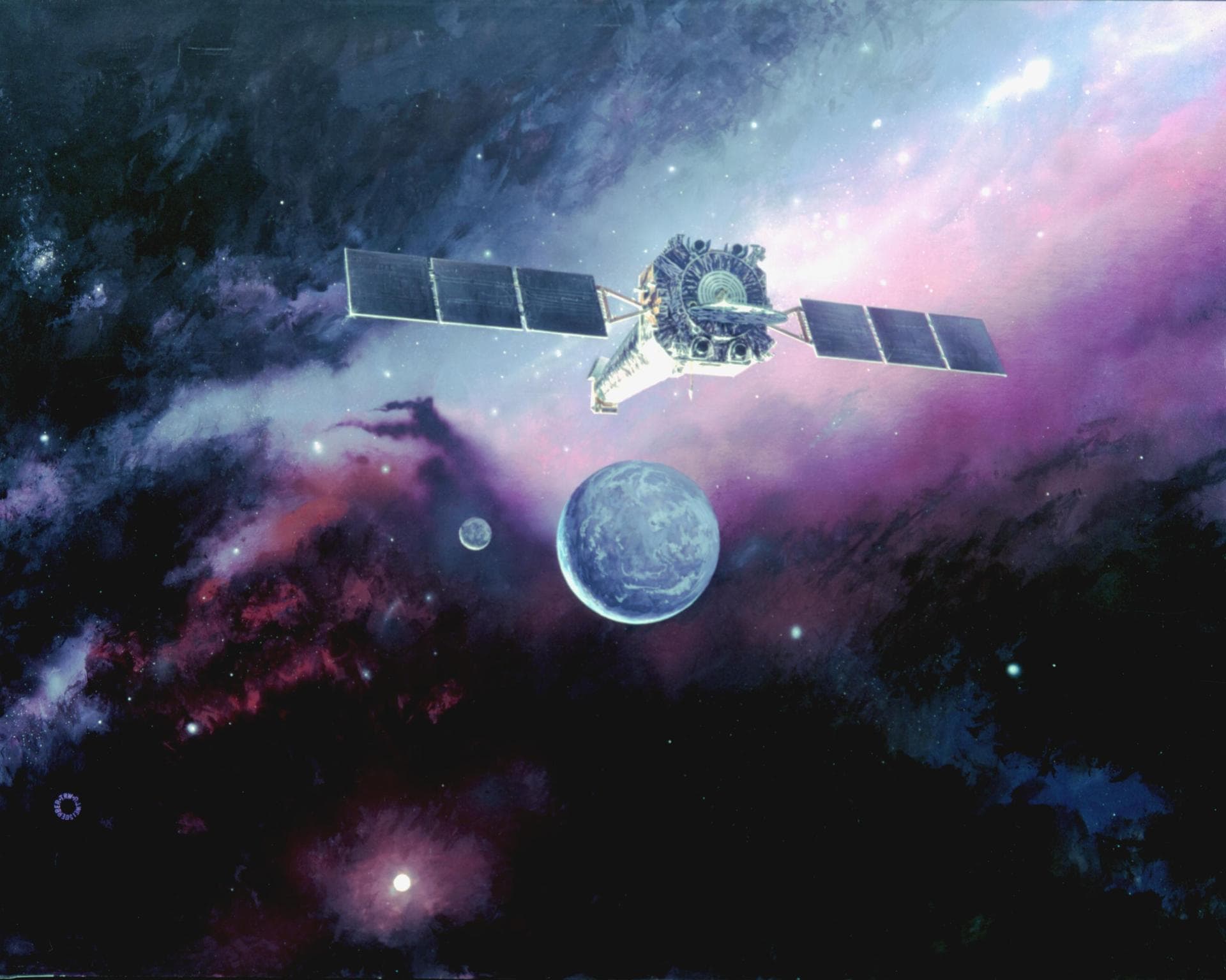 An artist illustration of the Chandra spacecraft in orbit. http://photojournal.jpl.nasa.gov/catalog/PIA18166