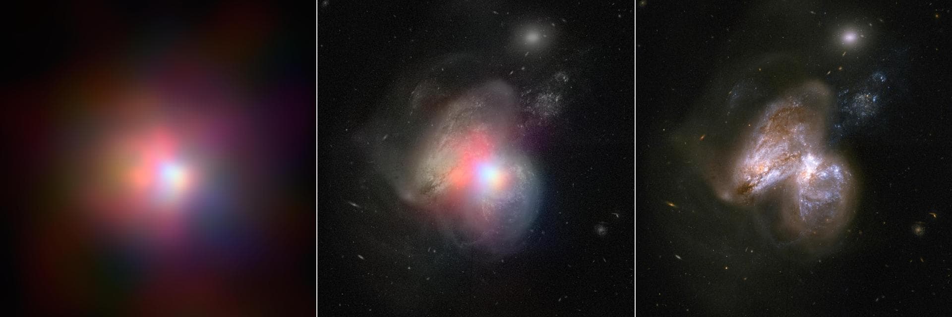 The real monster black hole is revealed in this image from NASA Nuclear Spectroscopic Telescope Array of colliding galaxies Arp 299.
