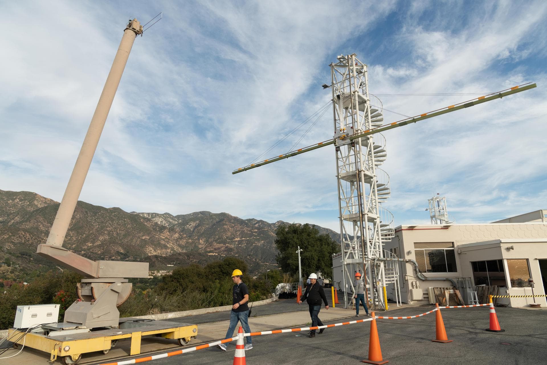 Engineers at NASA's Jet Propulsion Laboratory in Southern California test an engineering model of a high-frequency (HF) radar antenna that makes up part of NASA's Europa Clipper radar instrument on De