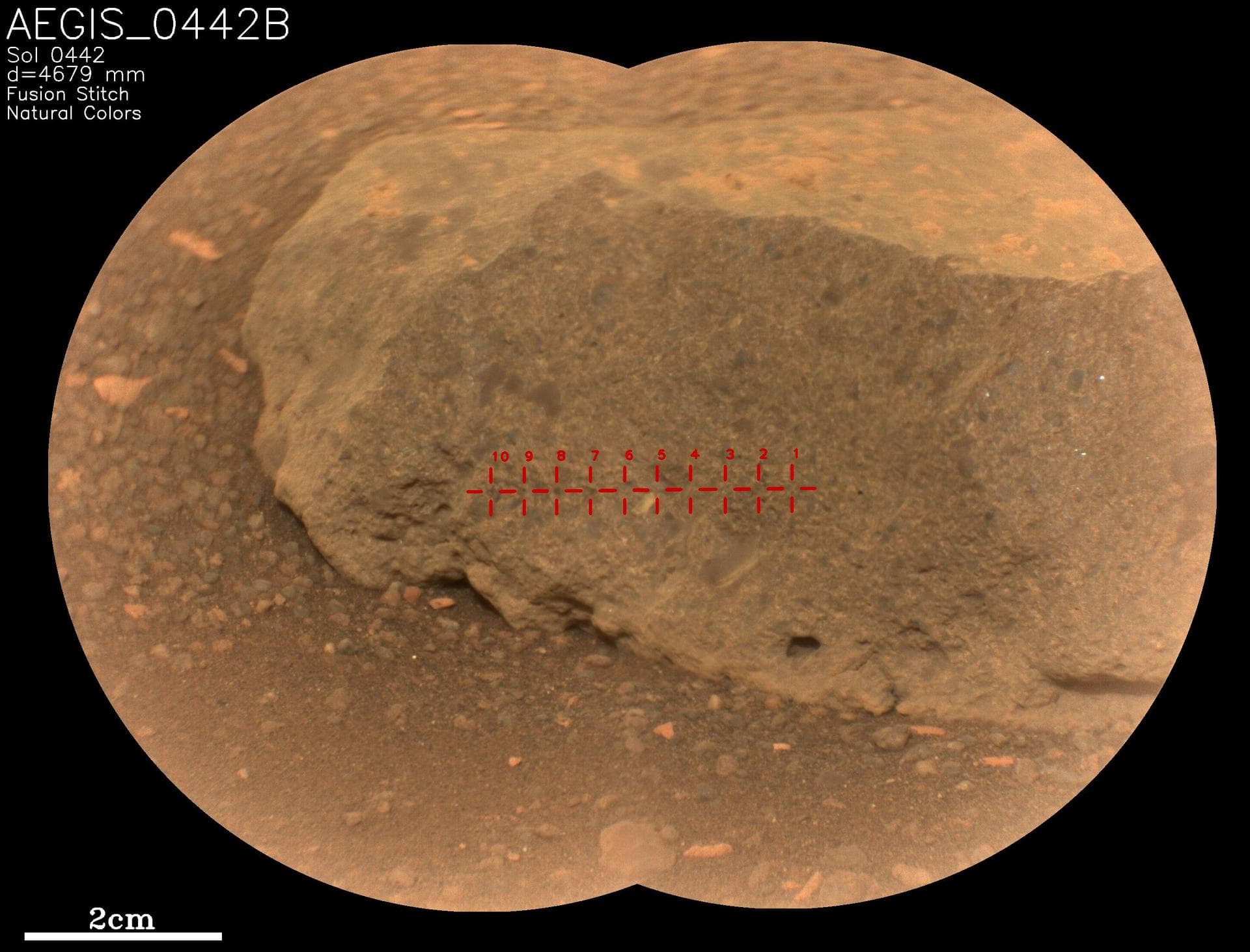 On May 18, 2022, NASA's Perseverance Mars rover used an artificial intelligence software called Autonomous Exploration for Gathering Increased Science (AEGIS) to select and target the rock seen in clo