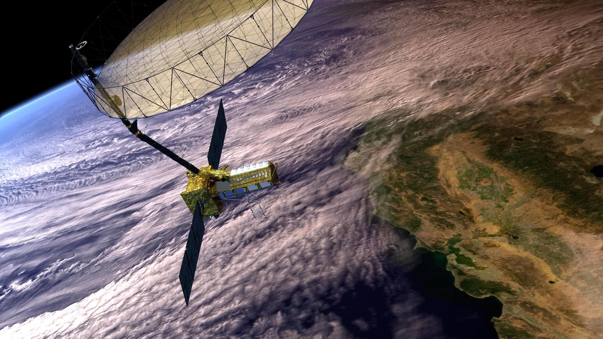 This artist's concept depicts the NISAR satellite in orbit over central and Northern California. Short for NASA-ISRO Synthetic Aperture Radar, NISAR is a joint mission of NASA and ISRO (Indian Space R