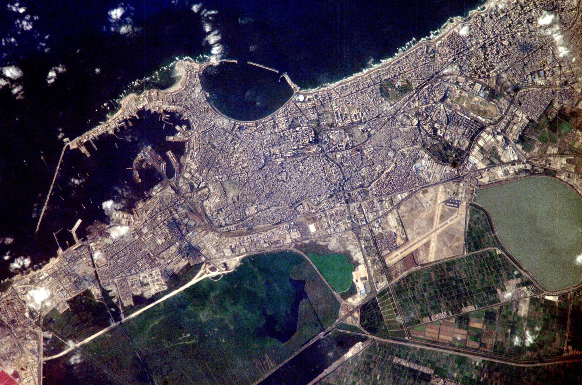 ISS007-E-10960 (27 July 2003) --- Alexandria, Egypt, is featured in this image photographed by an Expedition 7 crewmember on the International Space Station (ISS). Founded by Alexander the Great in 33
