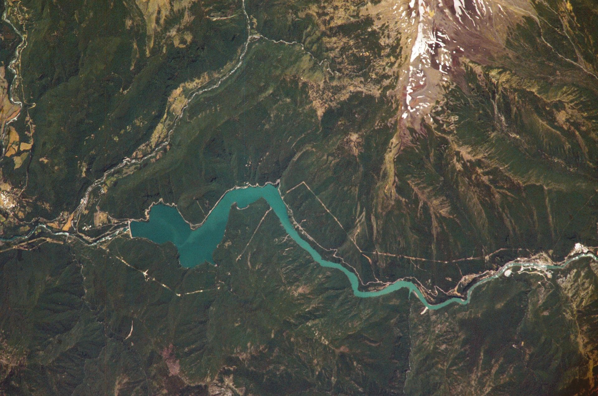 ISS008-E-12372 (10 January 2004) --- The Biobio River in Chile was featured in this image photographed by an Expedition 8 crewmember onboard the International Space Station (ISS). The river flows nort