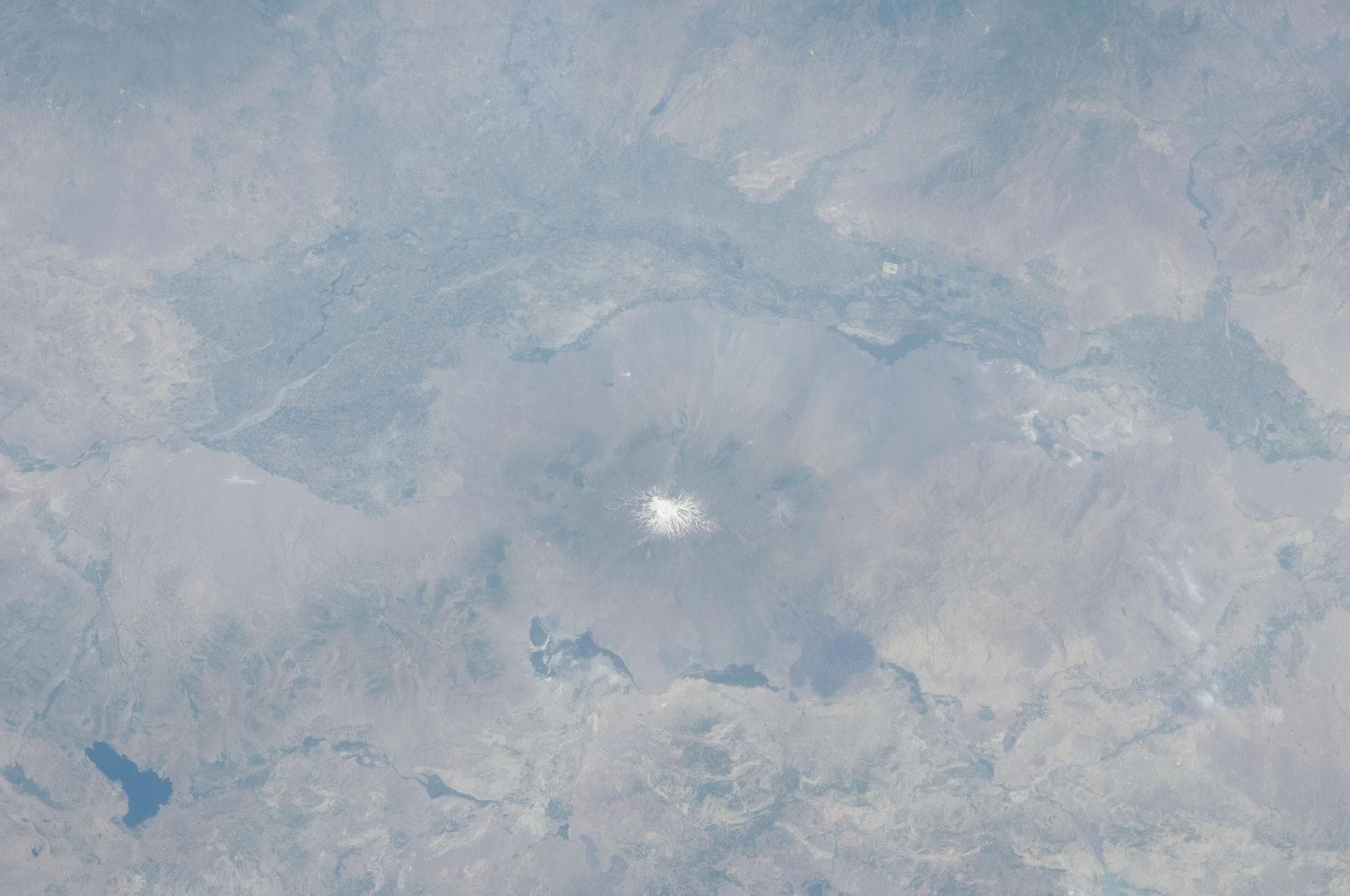 ISS028-E-015023 (8 July 2011) --- The Aras River and Turkey-Armenia-Iran border region are featured in this image photographed by an Expedition 28 crew member on the International Space Station. This 