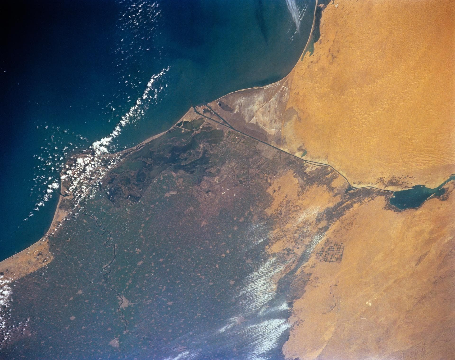 STS-56 Earth observation of the northeastern Nile Delta was photographed from the Earth-orbiting Discovery, Orbiter Vehicle (OV) 103. The branch of the Nile featured in the frame is Daimietta. The Sue