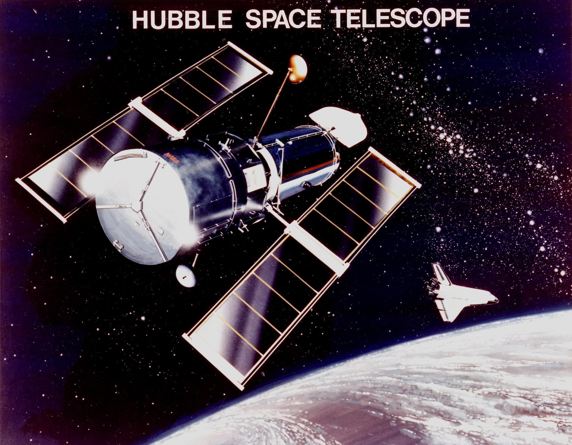 This is an artist's concept of the Hubble Space Telescope (HST). The HST is the product of a partnership between NASA, European Space Agency Contractors, and the international community of astronomers