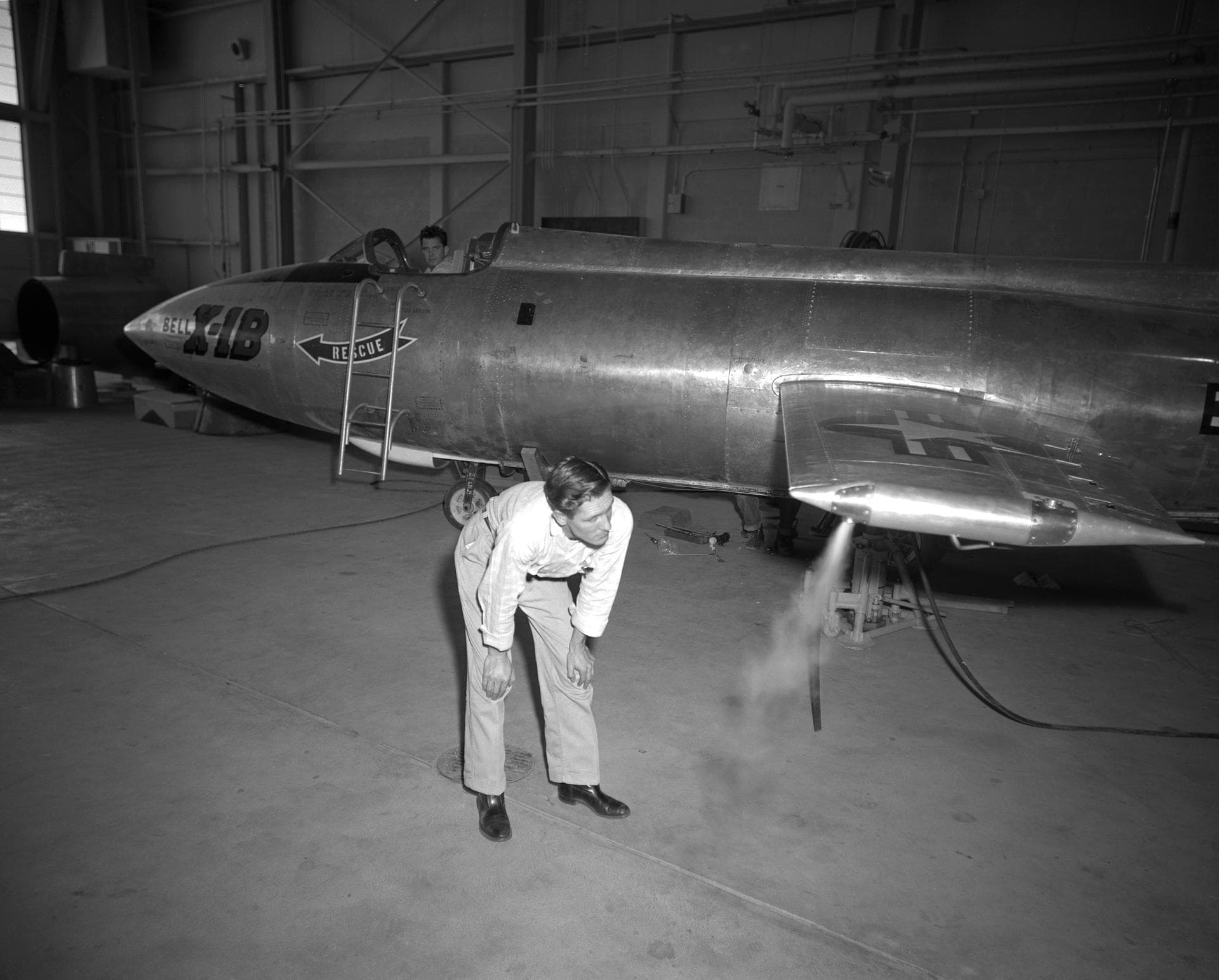 The X-1B reaction control system thrusters are tested in 1958 and later proven on the X-15 as a way to control a vehicle in the absence of dynamic pressure.