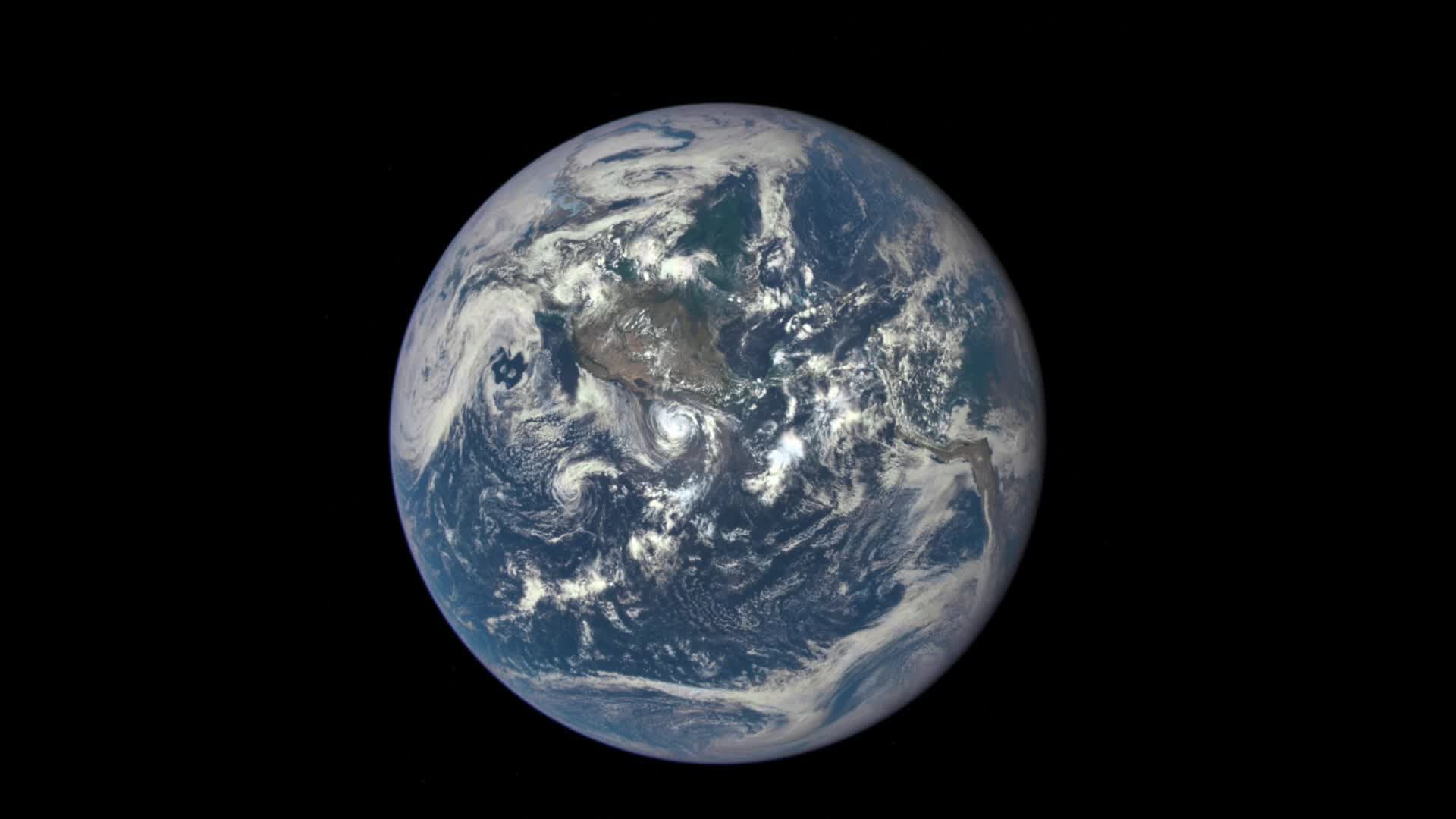 This animation shows images of the far side of the moon, illuminated by the sun, as it crosses between the DISCOVR spacecraft's Earth Polychromatic Imaging Camera (EPIC) camera and telescope, and the