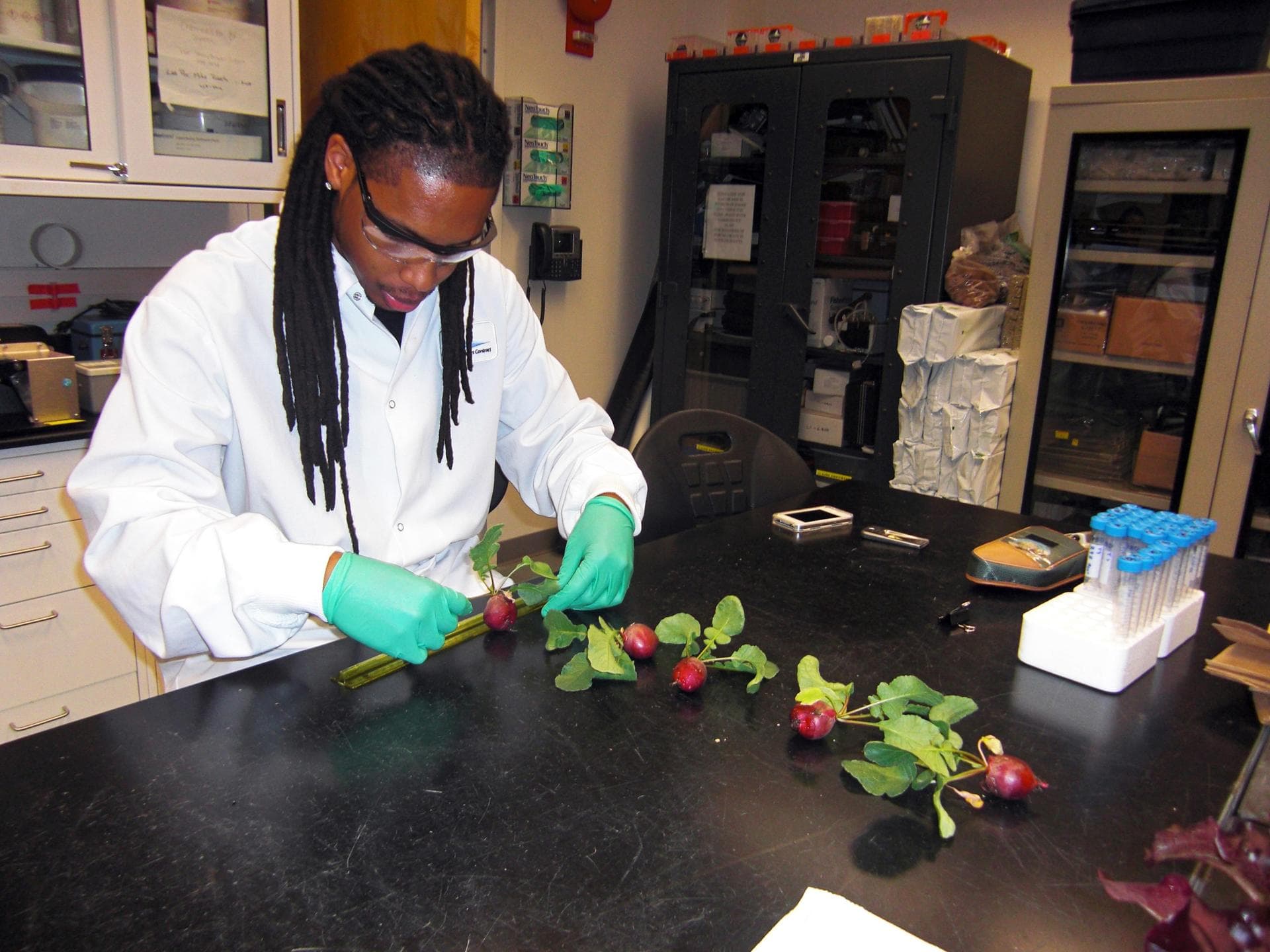 CAPE CANAVERAL, Fla. – Inside the Space Life Sciences Laboratory, or SLSL, at NASA’s Kennedy Space Center in Florida, Dr. Matthew Mickens, a plant biologist from North Carolina Agriculture and Technic