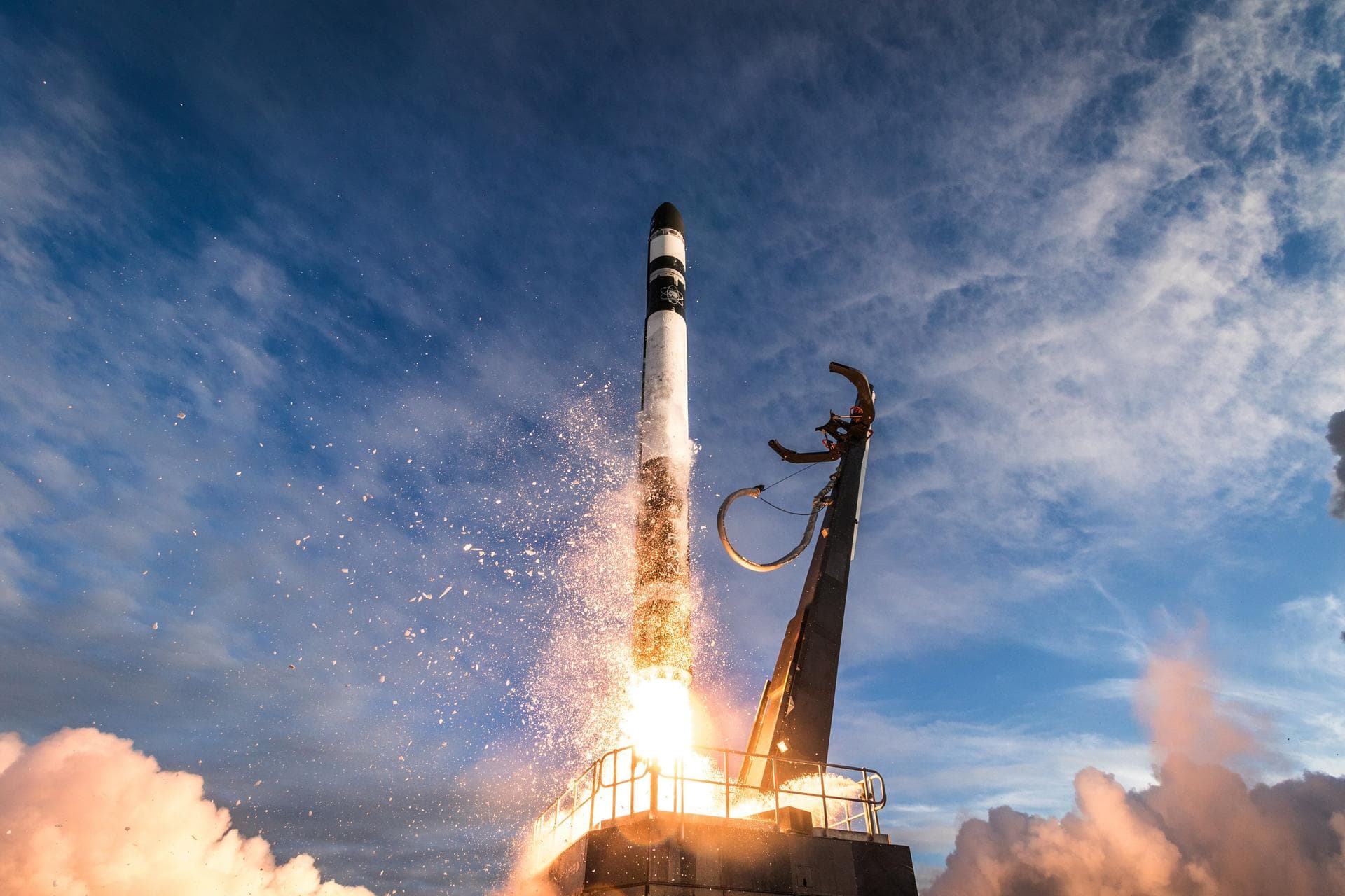 A Rocket Lab Electron rocket lifts off Launch Complex-1 at Māhia Peninsula in New Zealand carrying NASA’s Educational Launch of Nanosatellites-19 (ELaNa-19) payload. Liftoff occurred at 6:33 a.m. UTC