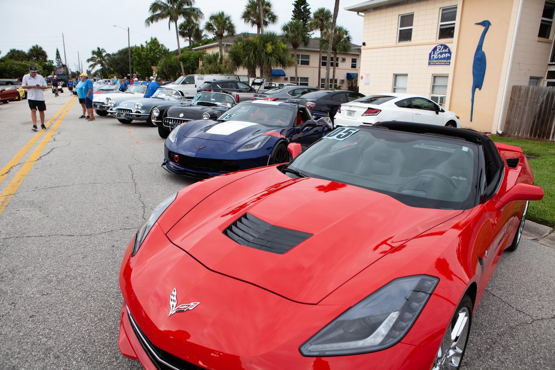 Corvettes are being staged for the "Man on the Moon" astronaut parade in Cocoa Beach, Florida, on July 13, 2019. The parade was held to honor the 50th anniversary of NASA's Saturn V/Apollo 11 launch a