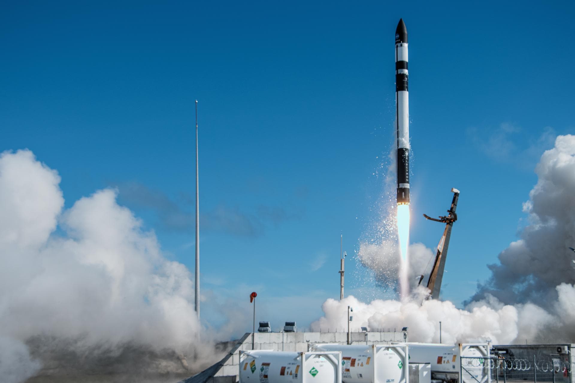 A Rocket Lab Electron rocket lifts off Launch Complex 1, Pad B, in Māhia, New Zealand on May 8 at 1 p.m. New Zealand time (May 7 at 9 p.m. EDT), carrying two NASA CubeSats designed to study tropical c