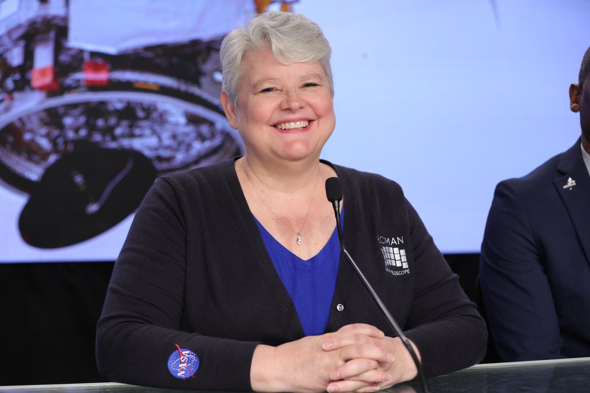Jackie Townsend, Roman telescope project manager, NASA’s Goddard Space Flight Center in Greenbelt, Maryland, participates in a prelaunch news conference for the agency’s Nancy Grace Roman Space Telesc