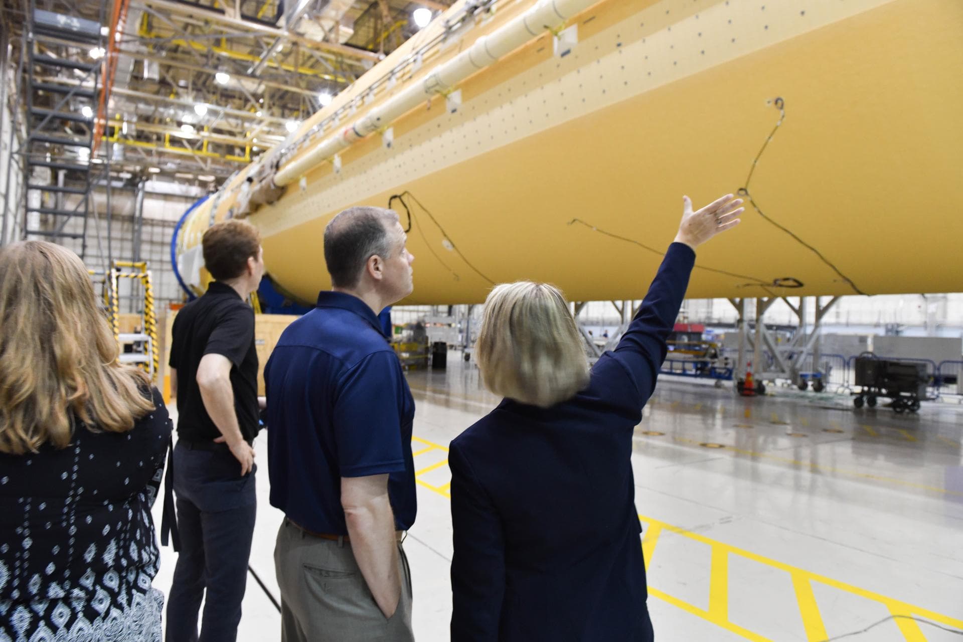 NASA Administrator Jim Bridenstine toured NASA’s Michoud Assembly Facility in New Orleans Thursday, August 14, 2019, to see the latest progress in manufacturing and assembling NASA’s Space Launch Syst