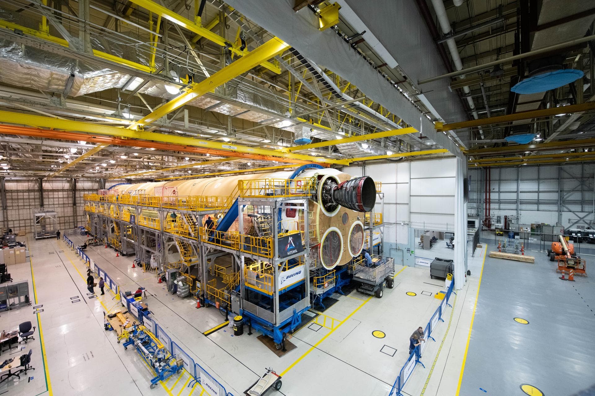 Engineers and technicians at NASA’s Michoud Assembly Facility in New Orleans have structurally mated the first of four RS-25 engines to the core stage for NASA’s Space Launch System rocket that will h