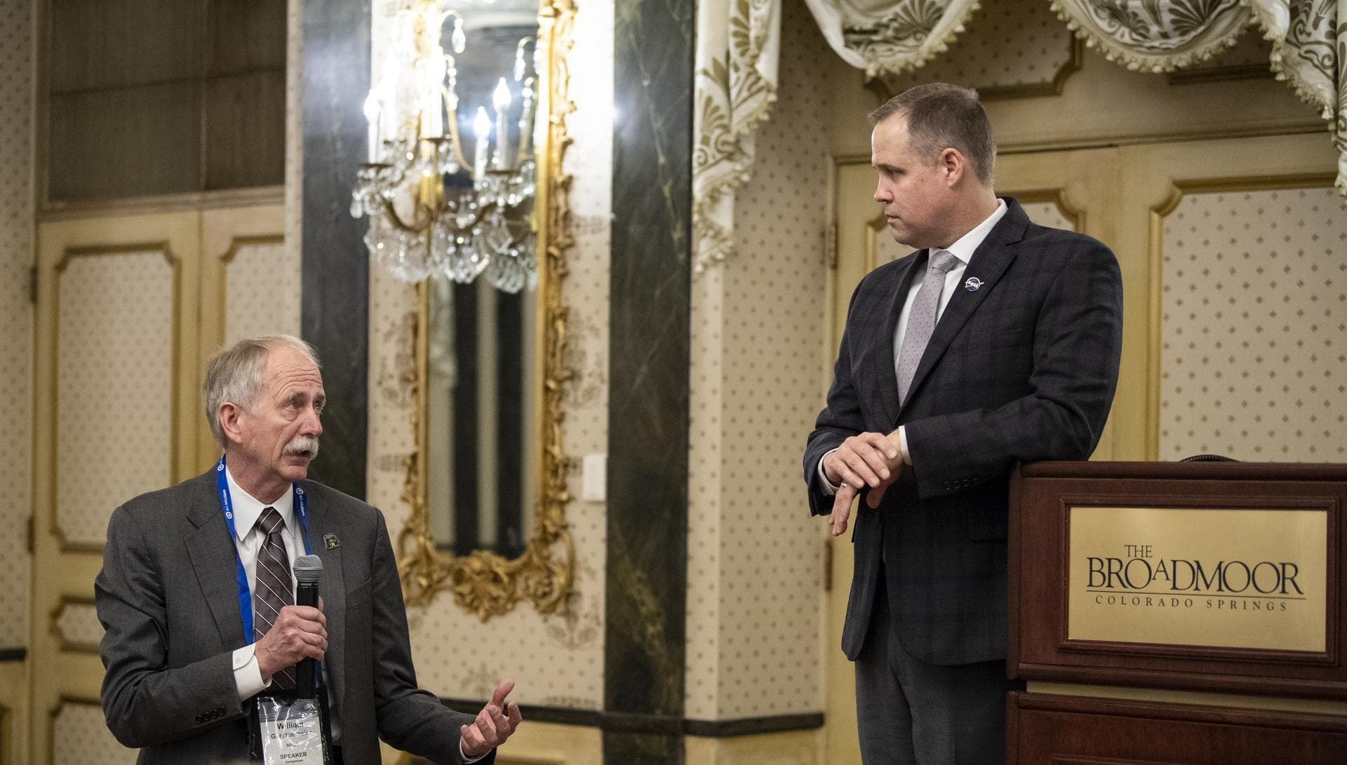 NASA Administrator Jim Bridenstine listens as Bill Gerstenmaier, associate administrator for the Human Exploration and Operations (HEO) directorate gives updates on HEO priorities at an agency meeting