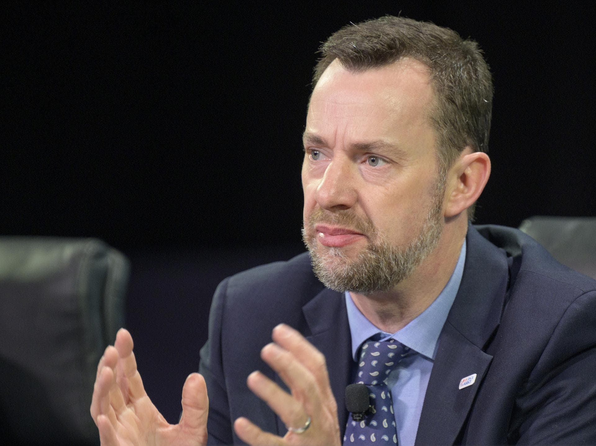 Dr. Paul Bate, Chief Executive Officer UK Space Agency (UKSA) speaks in a Heads of Agency panel during the 37th Space Symposium, Wednesday, April 6, 2022, in Colorado Springs, Colorado. Photo Credit: