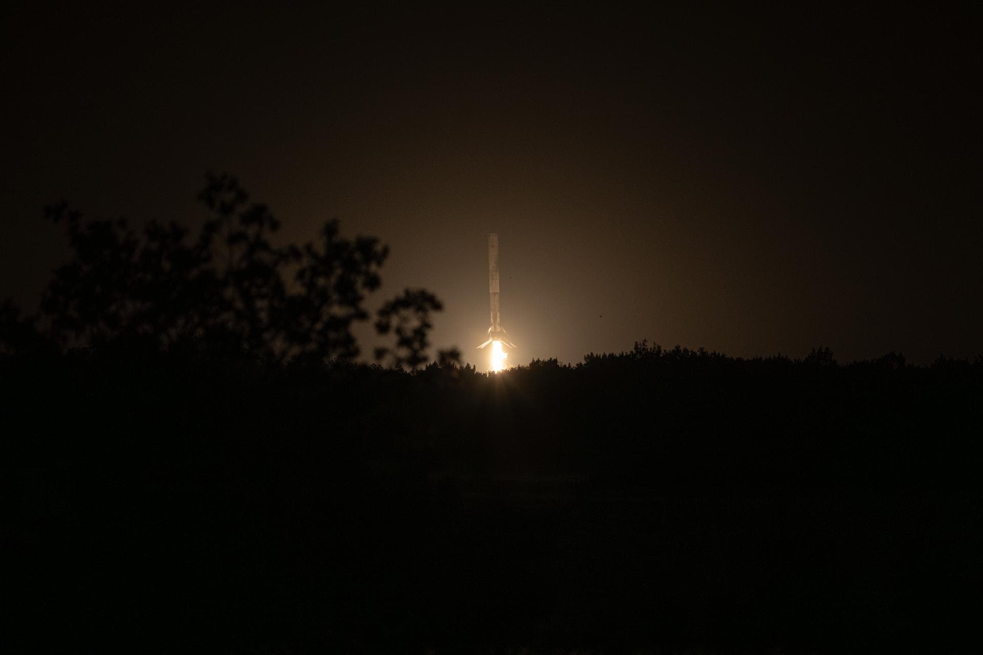 The first stage of a SpaceX Falcon 9 rocket lands at Landing Zone 40, Friday, Feb. 13, 2026, at Cape Canaveral Space Force Station in Florida. The Falcon 9 first stage supported the launch of NASA’s S