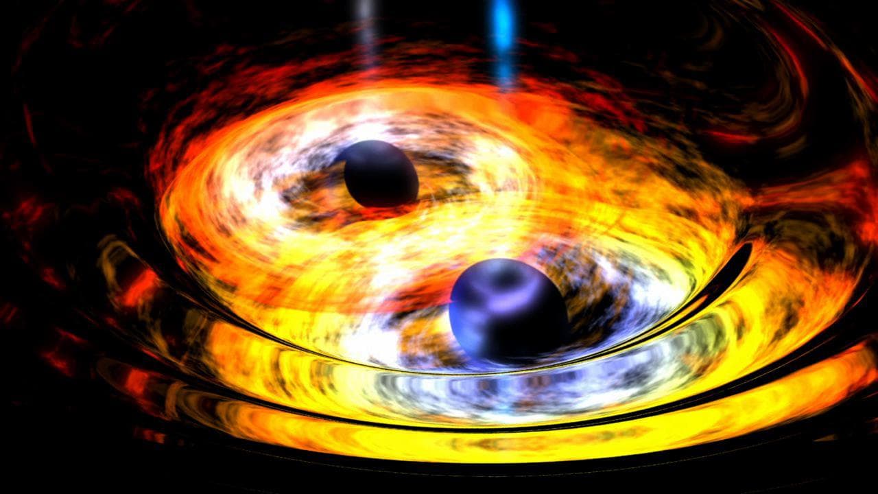 NASA Wide-field Infrared Survey Explorer, or WISE, helped lead astronomers to what appears to be a new example of a dancing black hole duo.