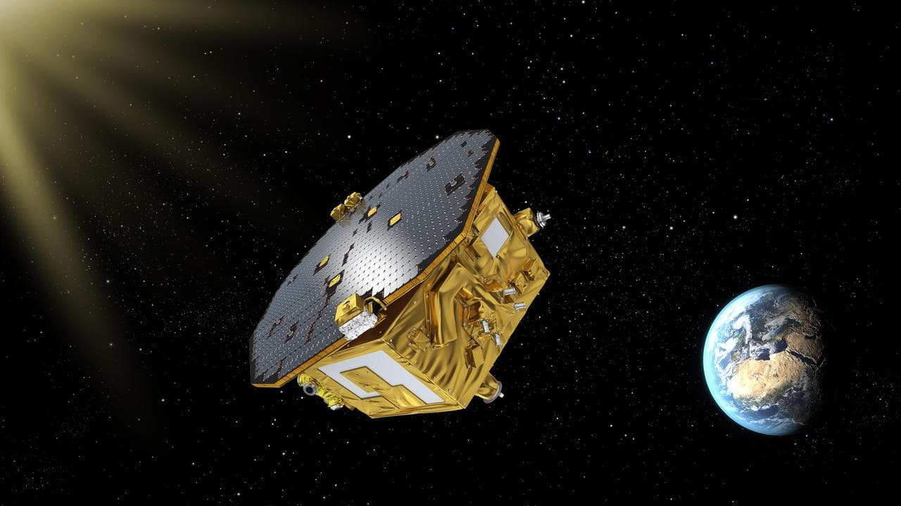 This artist's concept shows ESA's LISA Pathfinder spacecraft, which launched on Dec. 3, 2015, from Kourou, French Guiana, will help pave the way for a mission to detect gravitational waves. LISA Path