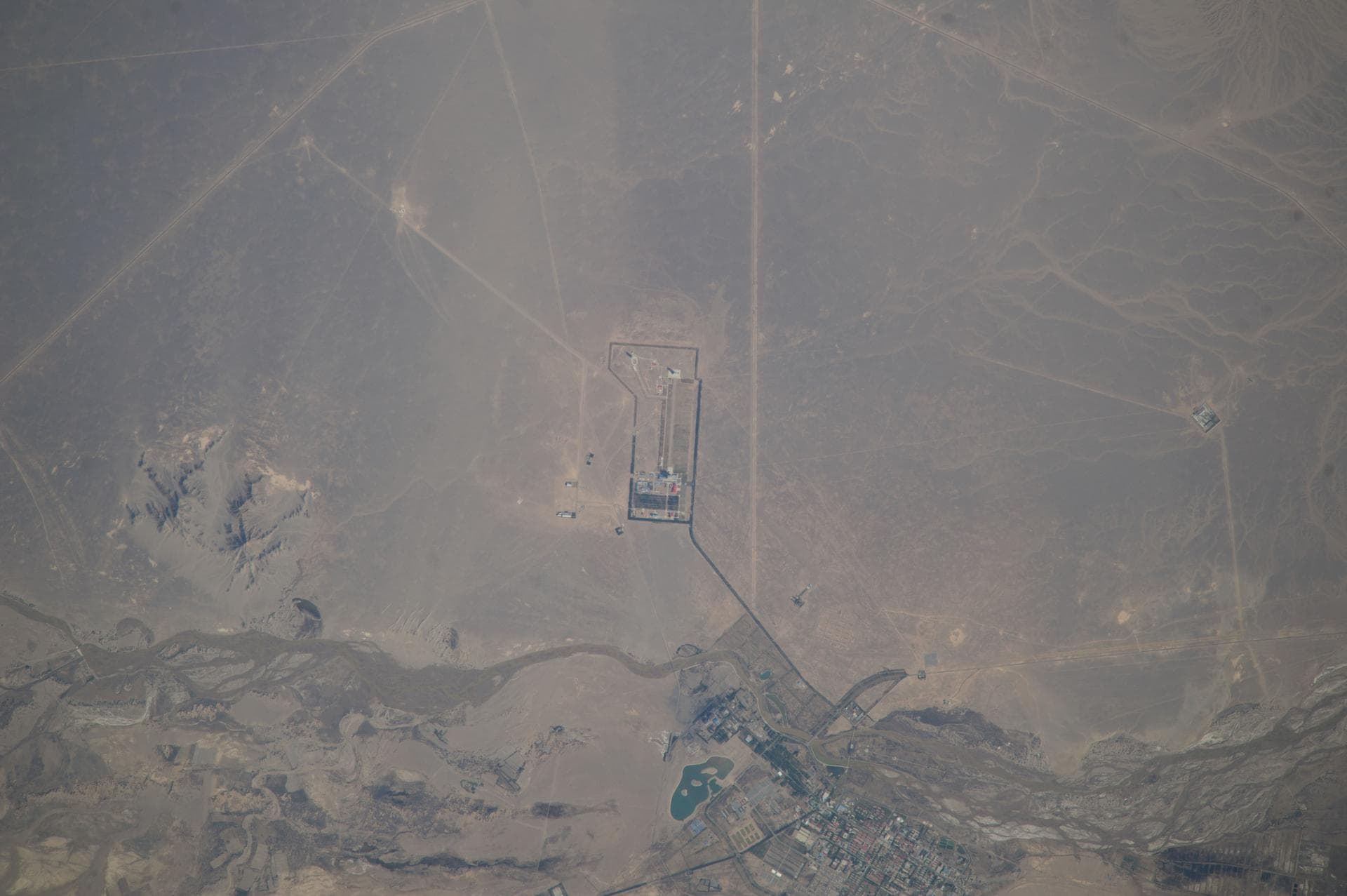 Earth observation taken by the Expedition 39 crew aboard the ISS. Image was released by astronaut on Twitter and downlinked in folder: Jiuquan Satellite Launch Center, China.